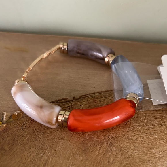 New FAITH Resin Tubular MultiColor Stretch Bracelet - Picture 4 of 5